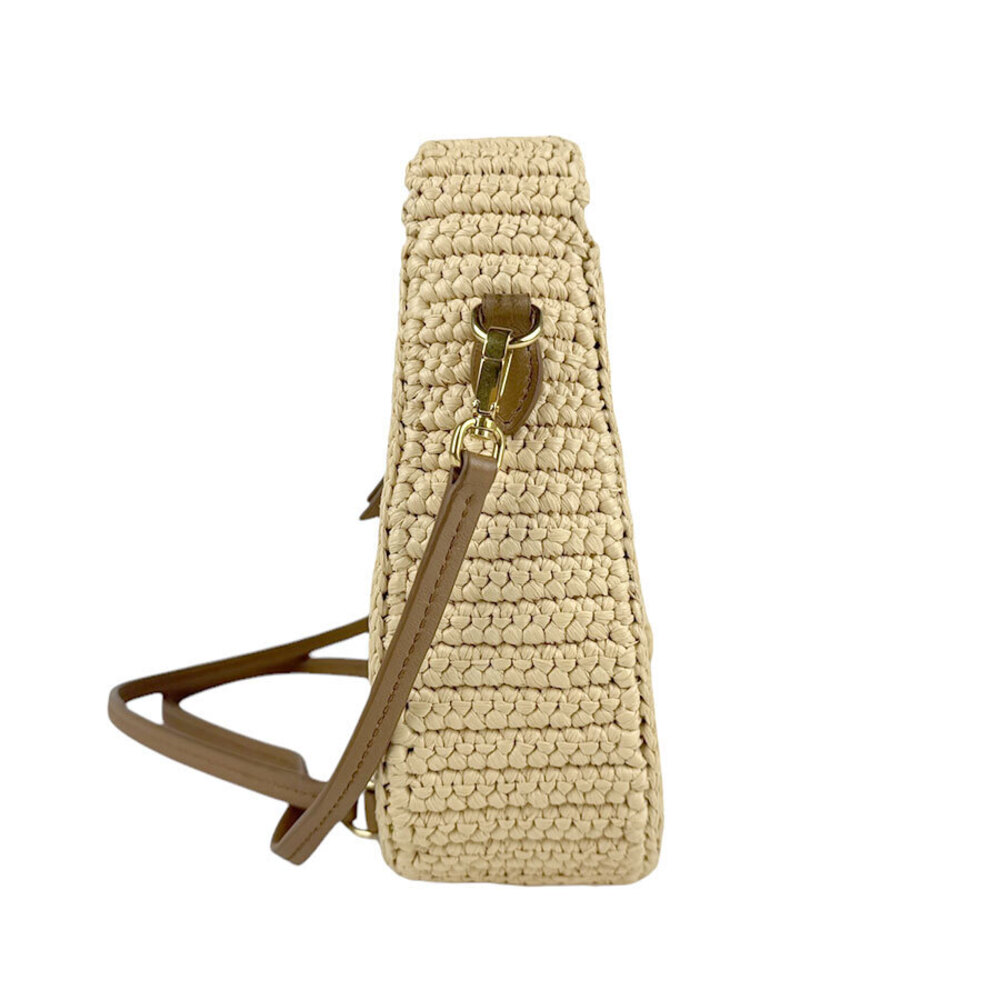 Miu Miu gold leather bag brown Tan handbag raffia shoulder Beige